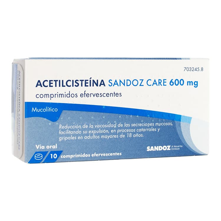 Acetilcisteína Sandoz Care 600mg: Ficha técnica y uso en la España – Comprimidos efervecentes ACC Akut