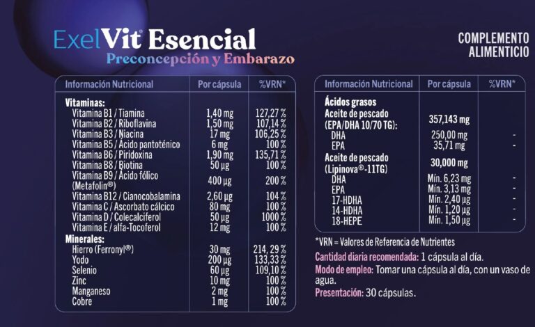 Acido Fólico Exelvit Esencial – Ficha Técnica y Beneficios