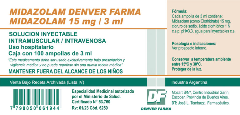 Ampolla de Midazolam: Prospecto y Solución Inyectable de 1 mg/ml – Anesfarma