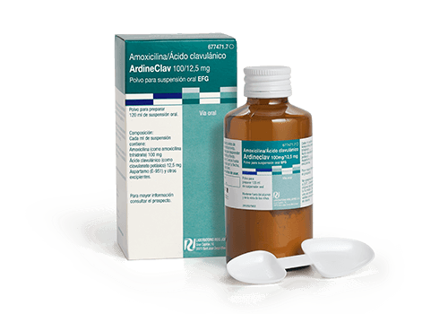 Ardineclav 100/12,5 mg/ml: Ficha técnica de Amoxicilina/Ácido Clavulánico en polvo para suspensión oral EFG