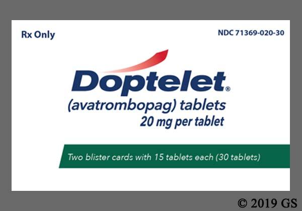 Avatrombopag 20 mg: Información y especificaciones de los comprimidos recubiertos con película de Doptelet