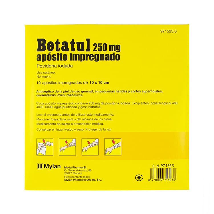 Betatul 250 mg: Beneficios y usos del apósito impregnado – Ficha técnica