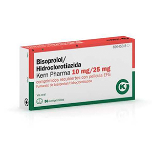 Bisoprolol e hidroclorotiazida: Ficha técnica, dosis y efectos – Kern Pharma 10 mg/25 mg, comprimidos recubiertos EFG