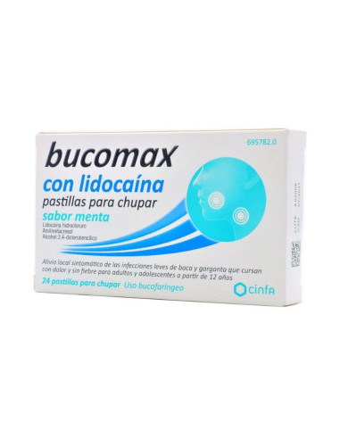 Bucomax con lidocaína: pastillas para chupar de sabor menta