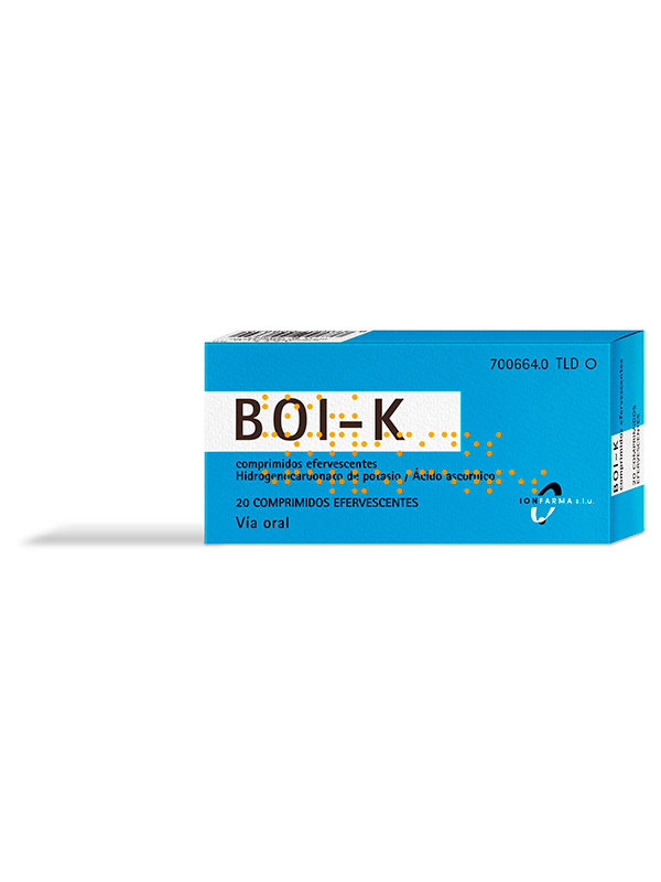 Compra bicarbonato potásico en farmacias: prospecto BOI-K comprimidos efervescentes