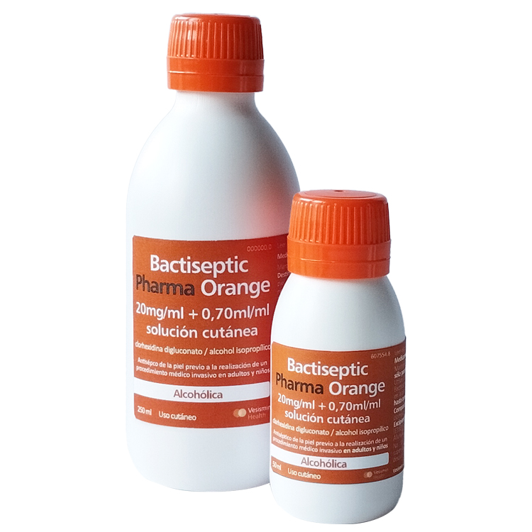 Consulta datos sobre la solución cutánea Bactiseptic Pharma Orange 20 mg/ml + 0,70 ml/ml
