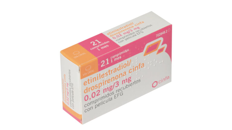 Etinilestradiol/Drospirenona Cinfa: Precio, prospecto y dosis diaria de 0,02 mg/3 mg en comprimidos recubiertos con película EFG
