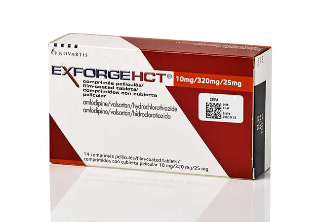 EXFORGE HCT 10 MG/320 MG/25 MG: Precio en Farmacia Guadalajara y prospecto de comprimidos recubiertos con película