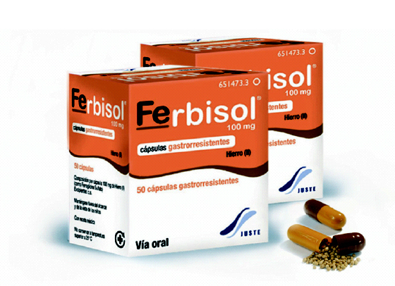 Ferroglicina 100 mg: Información técnica de las cápsulas gastroresistentes Ferbisol