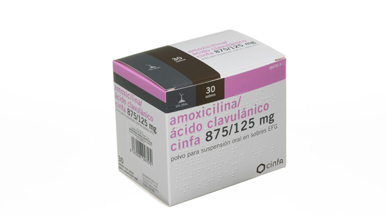 Ficha técnica de Amoxicilina/Ácido Clavulánico Ratiopharm para el embarazo: 875 mg/125 mg de polvo para suspensión oral en sobres EFG