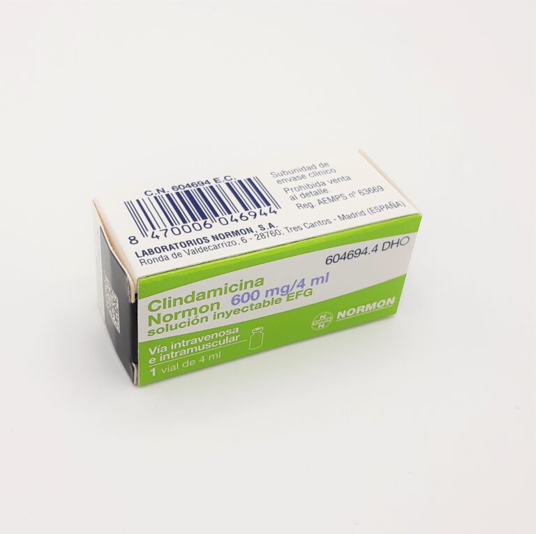 Ficha técnica de clindamicina 600 mg: información sobre la solución inyectable de Normon EFG