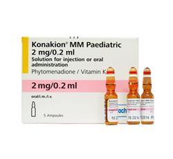 Konakion 2 mg/0,2 ml: Solución oral/inyectable pediátrica de vitamina K