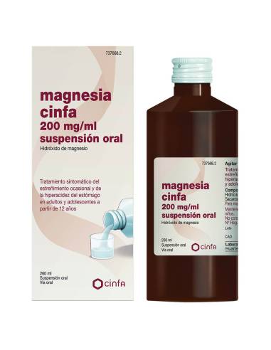 Magnesia Cinfa: Prospecto, dosis y usos de la suspensión oral de 2,4 g