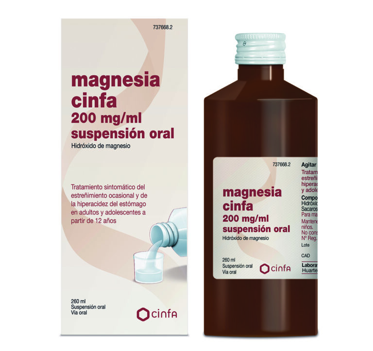 Magnesia para el estreñimiento: Ficha técnica de la suspensión oral Cinfa 200 mg/ml