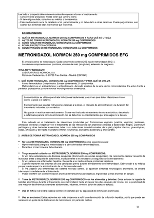 Metronidazol NORMON: Para qué sirve, prospecto y solución para perfusión EFG