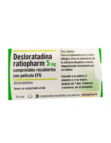 Picor en el paladar superior: Prospecto y dosis de Desloratadina Edigen 5 mg