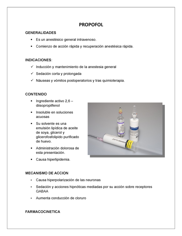 Propofol para qué sirve: ficha técnica, dosis y usos