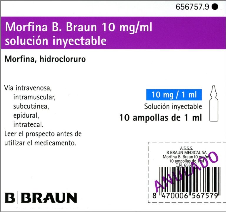 Prospecto Ampollas de Morfina B. Braun 10mg/ml | Solución Inyectable