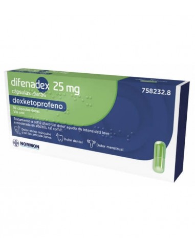 Prospecto Difenadex 25 mg: Información sobre las Cápsulas Duras