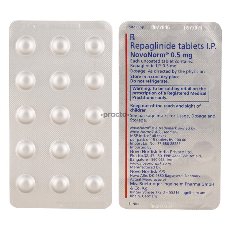 Prospecto Novonorm 0.5 mg: información y dosificación de los comprimidos