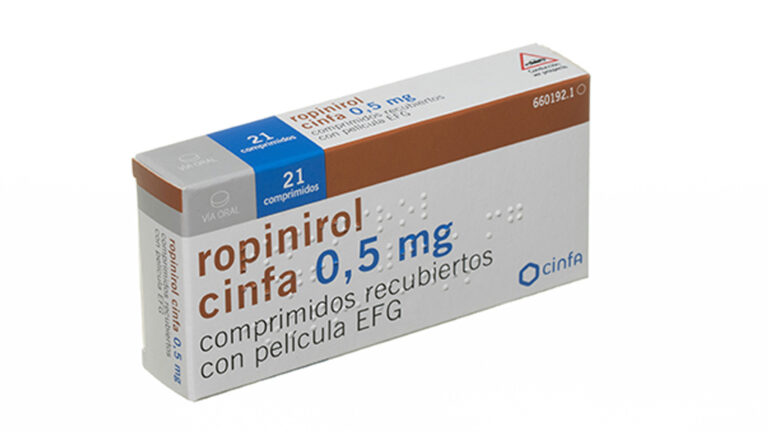 Ropinirol Stada 0,5 mg: prospecto, dosis y efectos de los comprimidos recubiertos con película EFG