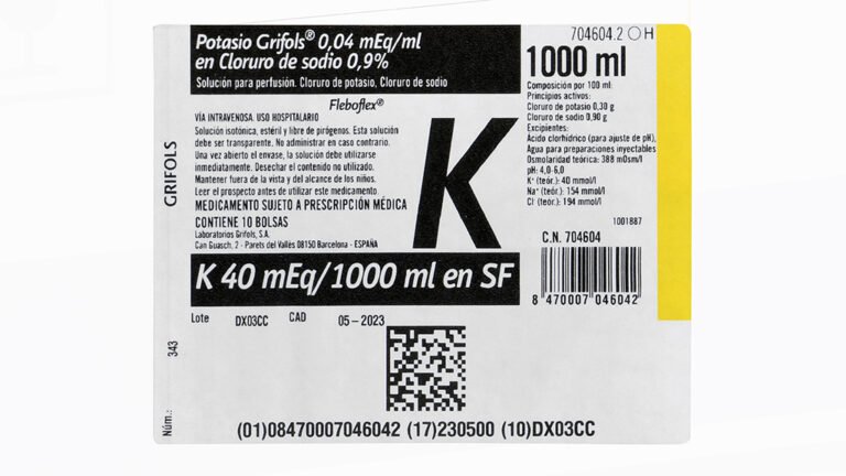 Sodio y Potasio: Prospecto de Solución para Perfusión de Cloruro de Sodio al 0,9% y Potasio Kabi al 0,04 mEq/ml EFG