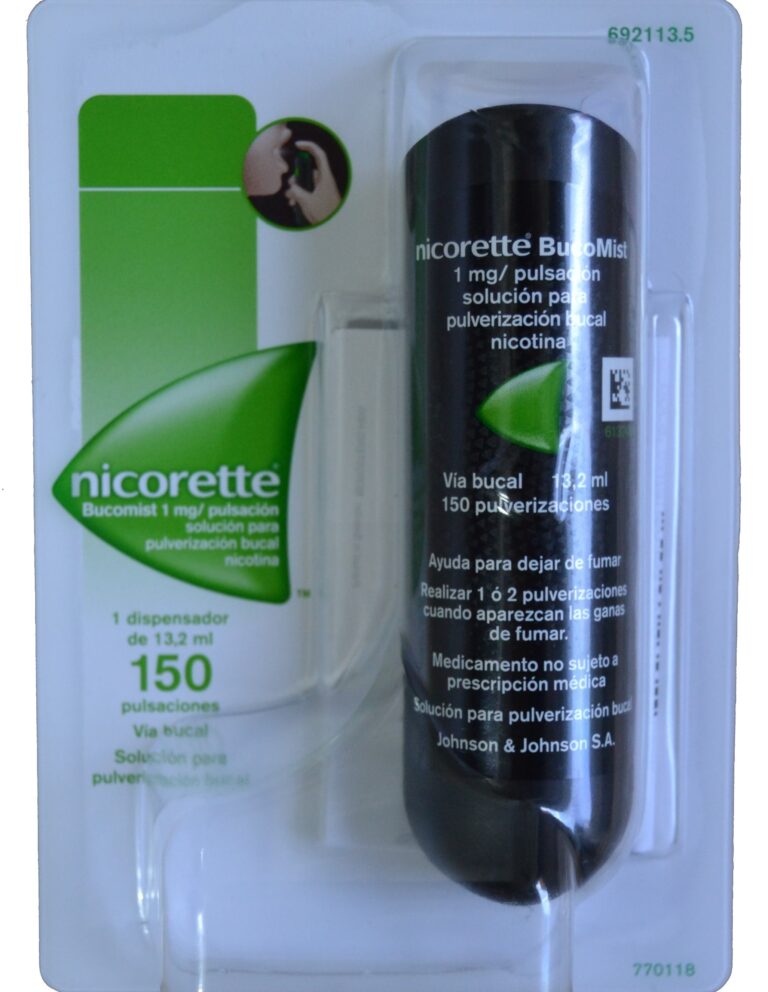 Spray para dejar de fumar: Nicorette Bucomist 1 mg/pulsación, solución para pulverización bucal