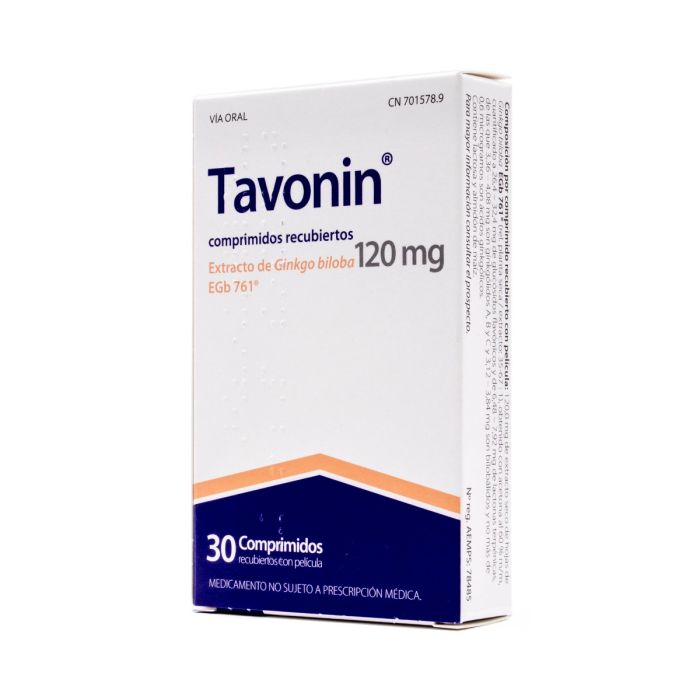 Tavonin 120 mg: Prospecto y uso de comprimidos recubiertos con película