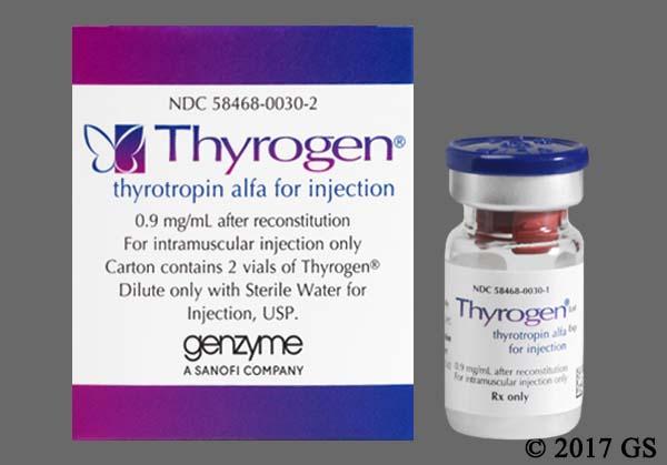 Tratamiento antitiroglobulina alta: Thyrogen 0,9 mg, solución inyectable