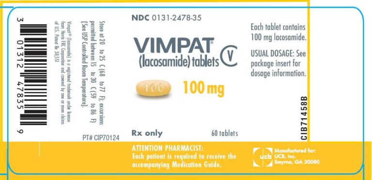 Vimpat 100 mg comprimidos recubiertos con película: prospecto y efectos secundarios