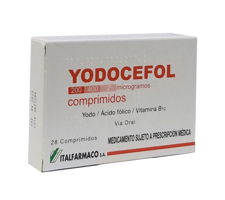 Yodocefol 200/400/2: Comprimidos de vitamina B12 con ácido fólico